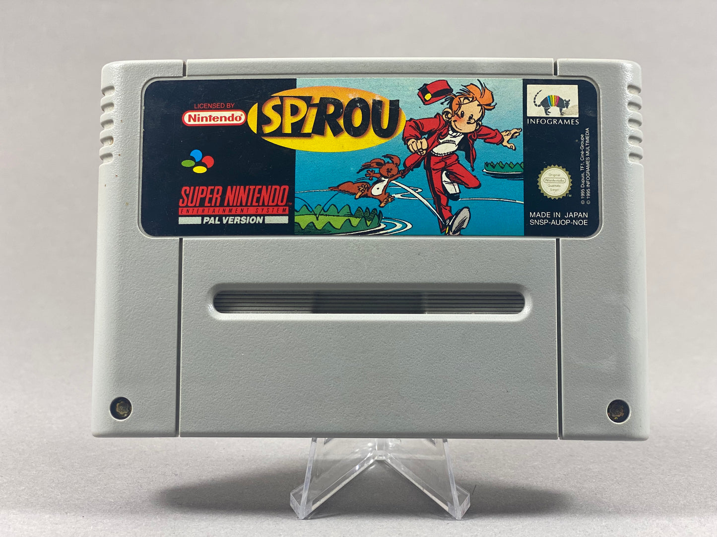 Super Nintendo Videospiel Spirou Modul von vorne