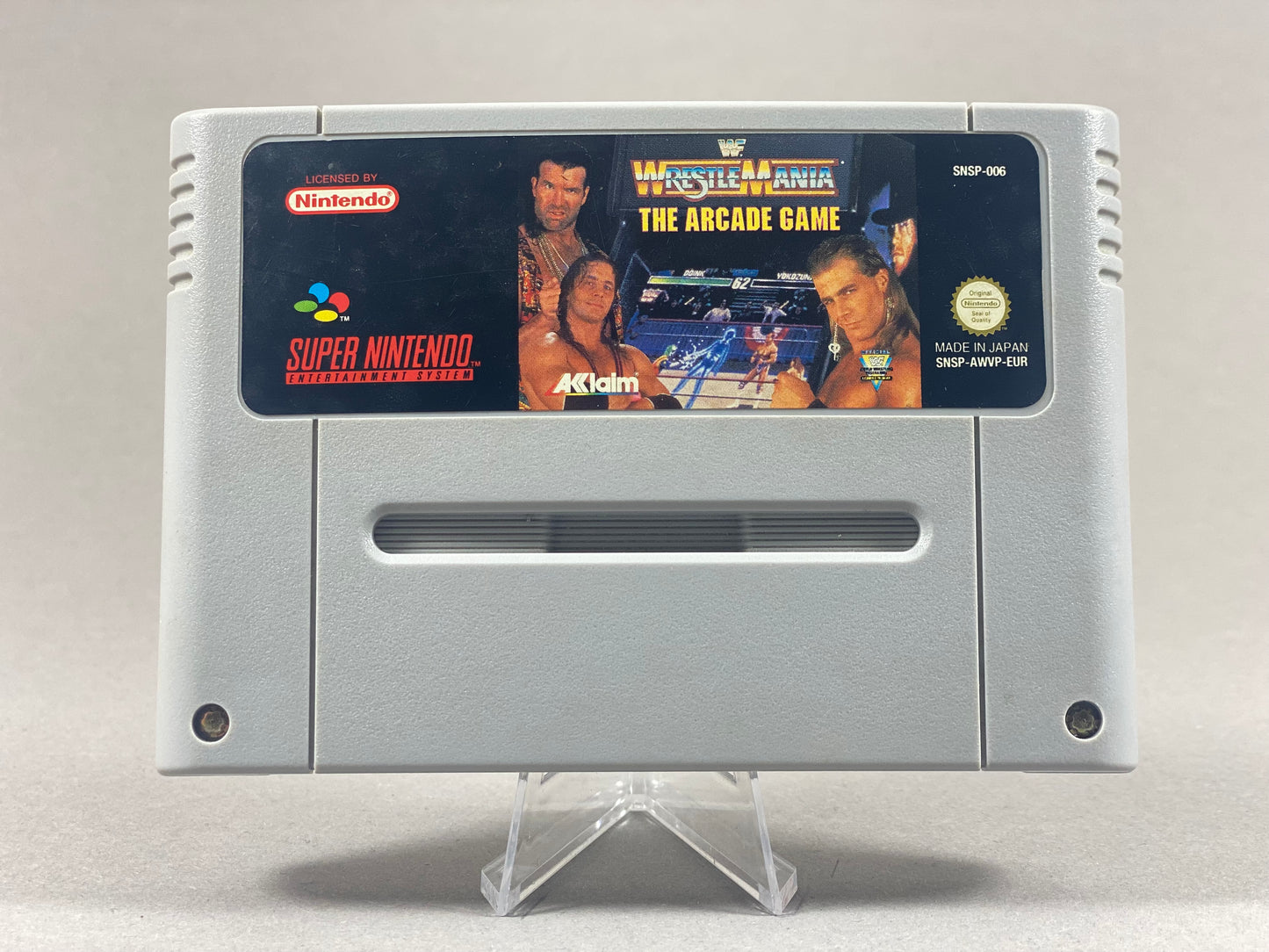 Super Nintendo Videospiel WWF Wrestlemania The Arcade Game Modul von vorne