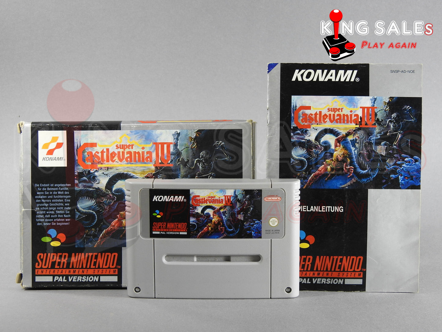 Super Nintendo Videospiel Super Castlevania IV in Originalverpackung von vorne mit Anleitung und Modul