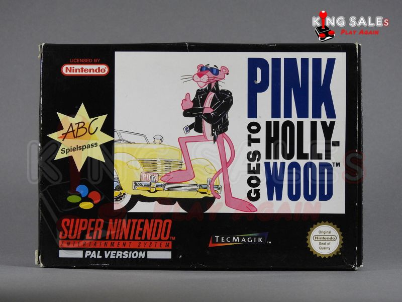 Super Nintendo Videospiel Pink goes to Hollywood in Originalverpackung von vorne