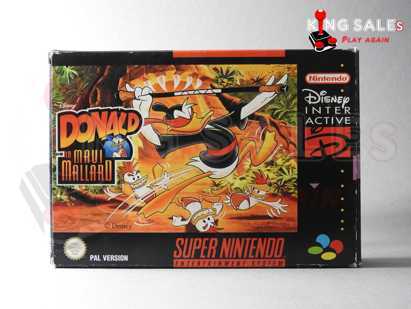 Super Nintendo Videospiel Donal in Maui Mallard in Originalverpackung von vorne