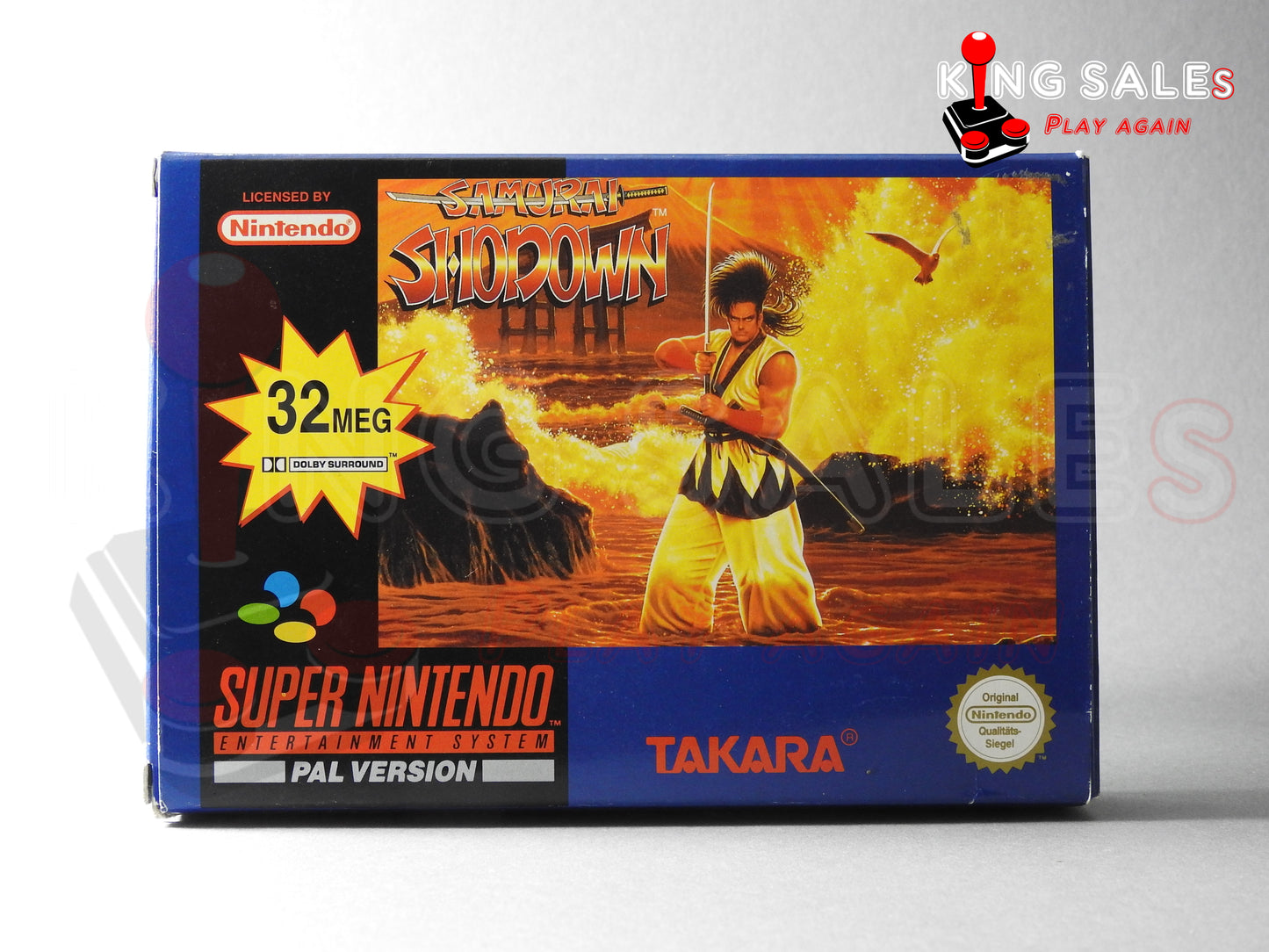 Super Nintendo Videospiel Samurai Shodown in Originalverpackung von vorne