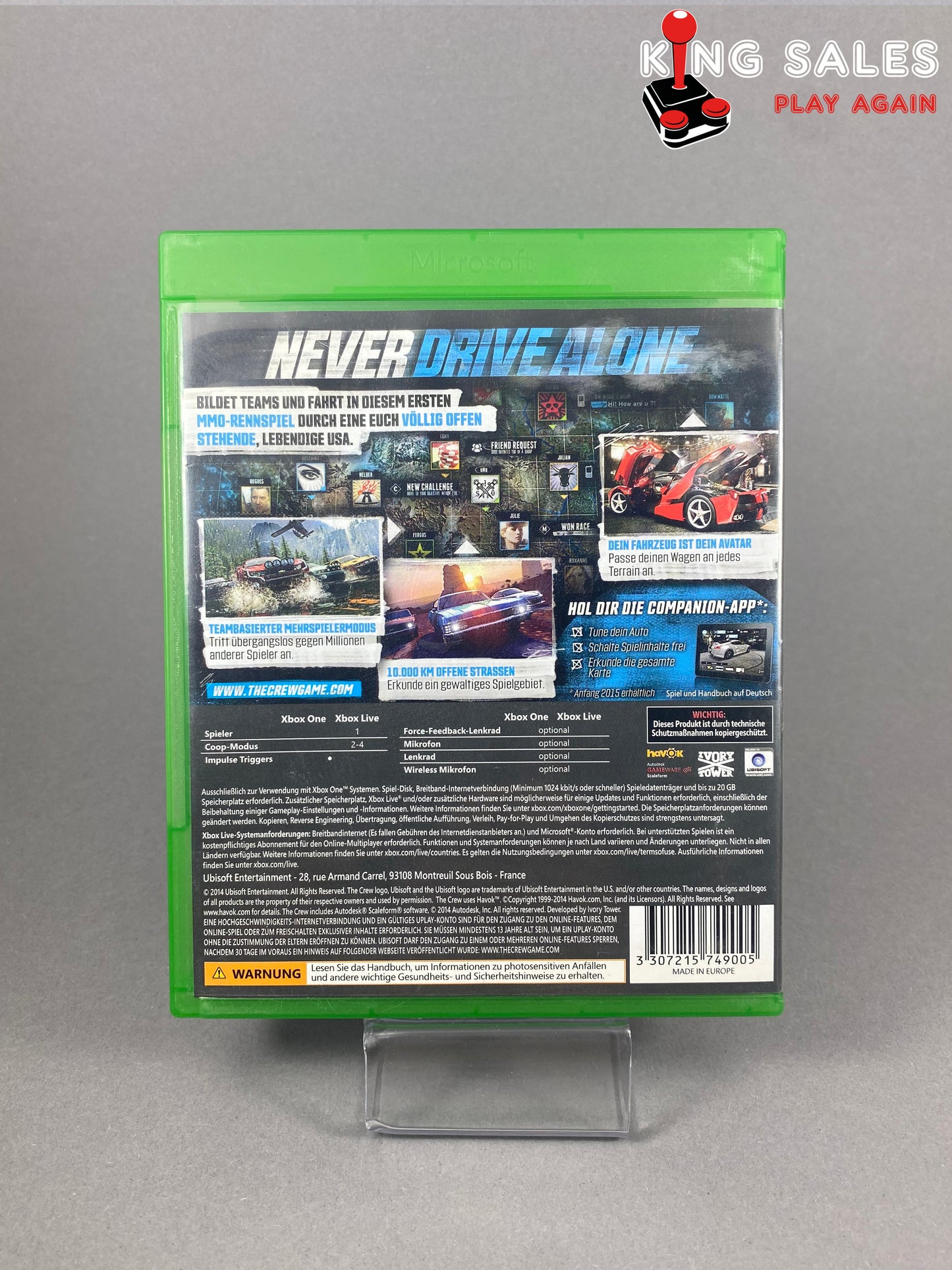 Xbox One Videospiel The Crew Cover von hinten