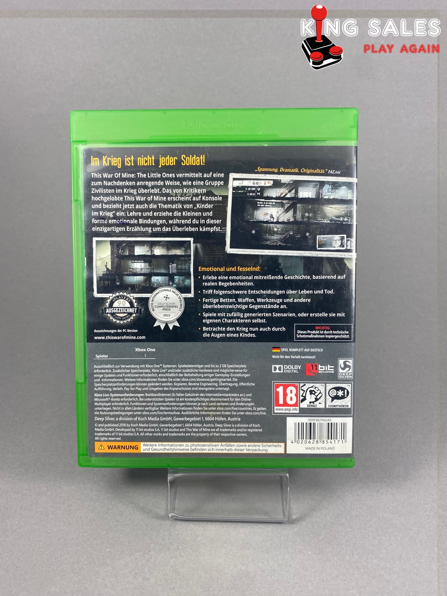 Xbox One Videospiel This War of Mine Cover von hinten