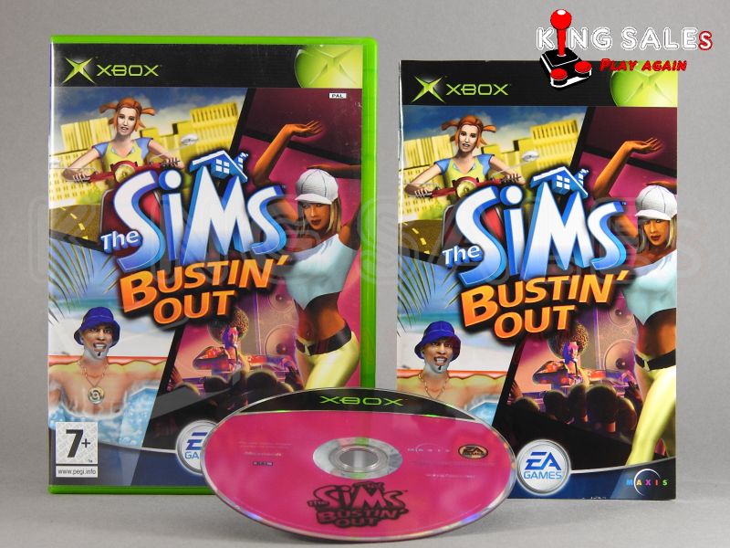 Xbox Videospiel The Sims Bustin Out Hülle mit Anleitung und Disc