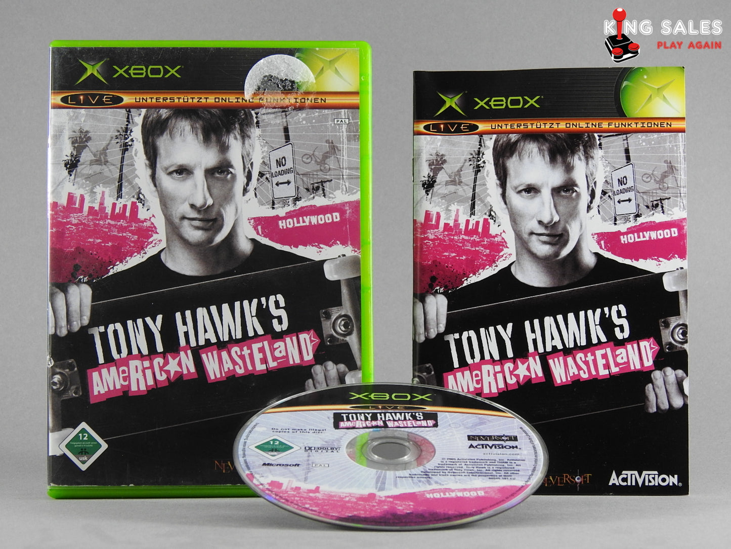 Xbox Videospiel Tony Hawks Americans Wasteland Hülle mit Anleitung und Disc