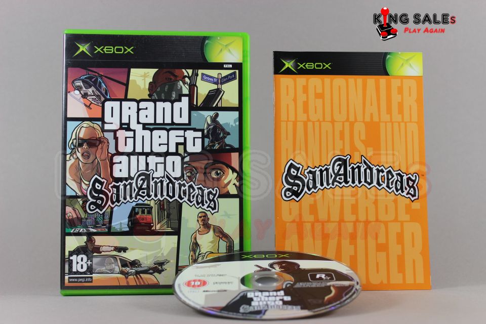 Xbox Videospiel Grand Theft Auto San Andreas Hülle mit Anleitung und Disc