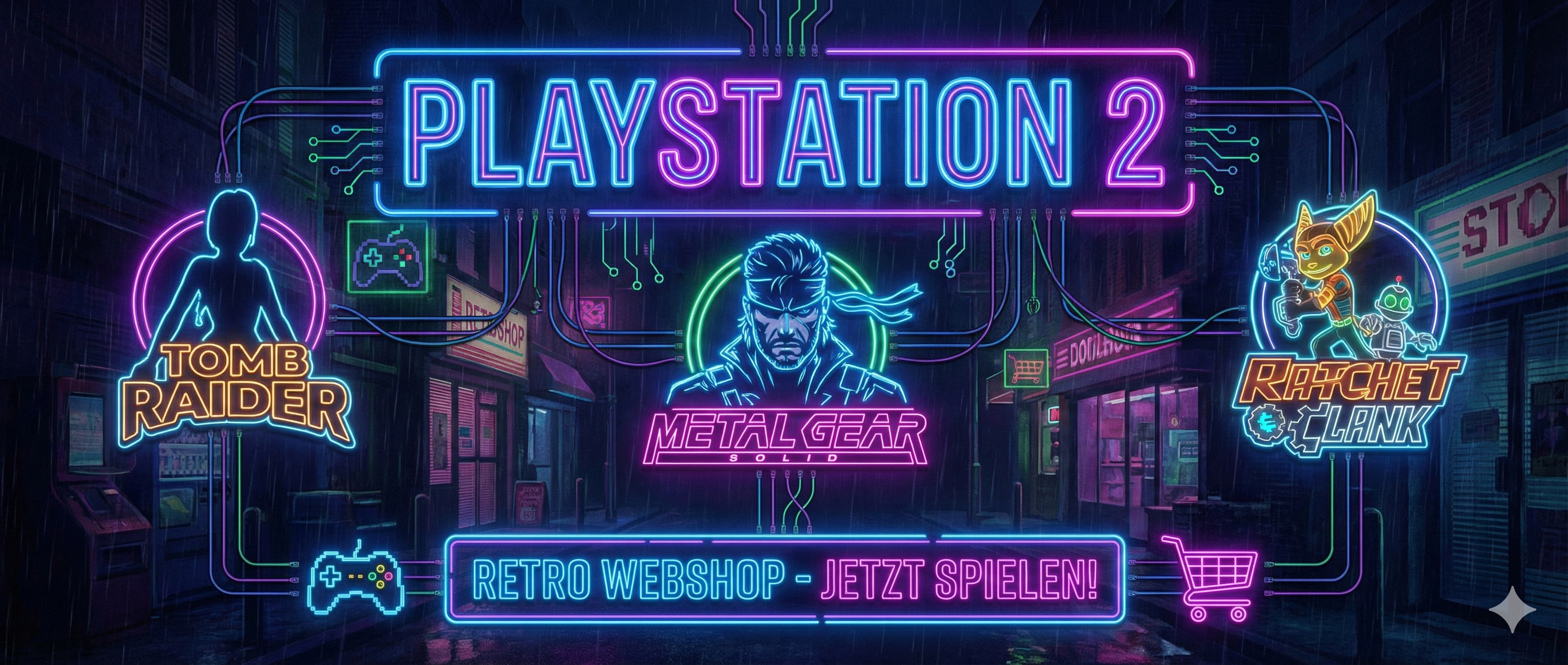PlayStation 2 Banner für Werbung neuers Videospiele im Shop