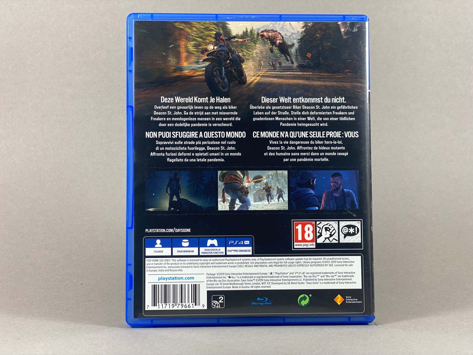 PlayStation 4 Videospiel Days Gone Hülle von hinten