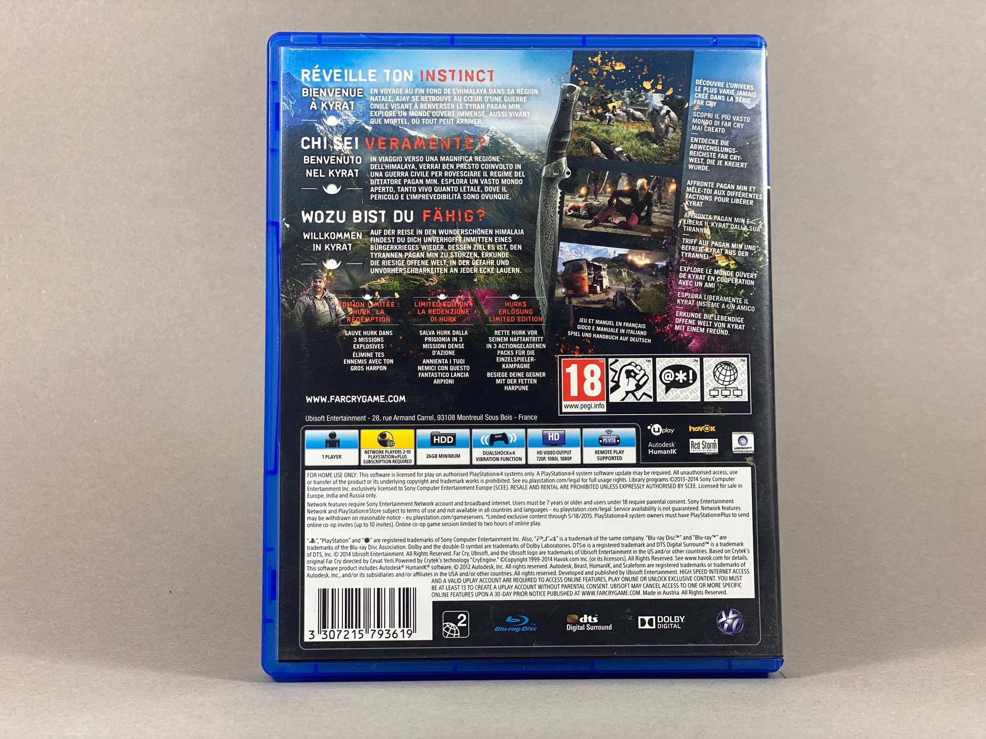 PlayStation 4 Videospiel Far Cry 4 Hülle von hinten