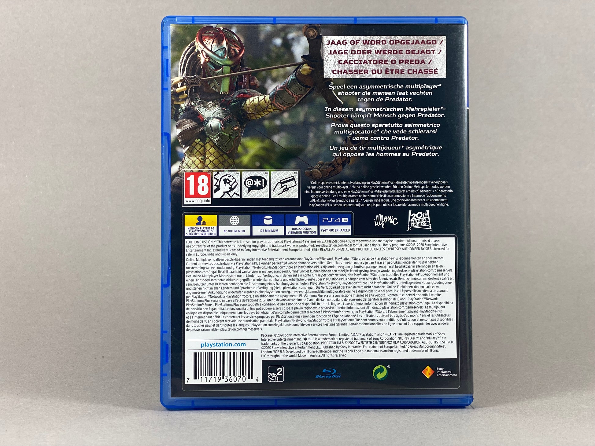 PlayStation 4 Videospiel Predator Hunting Grounds Hülle von hinten