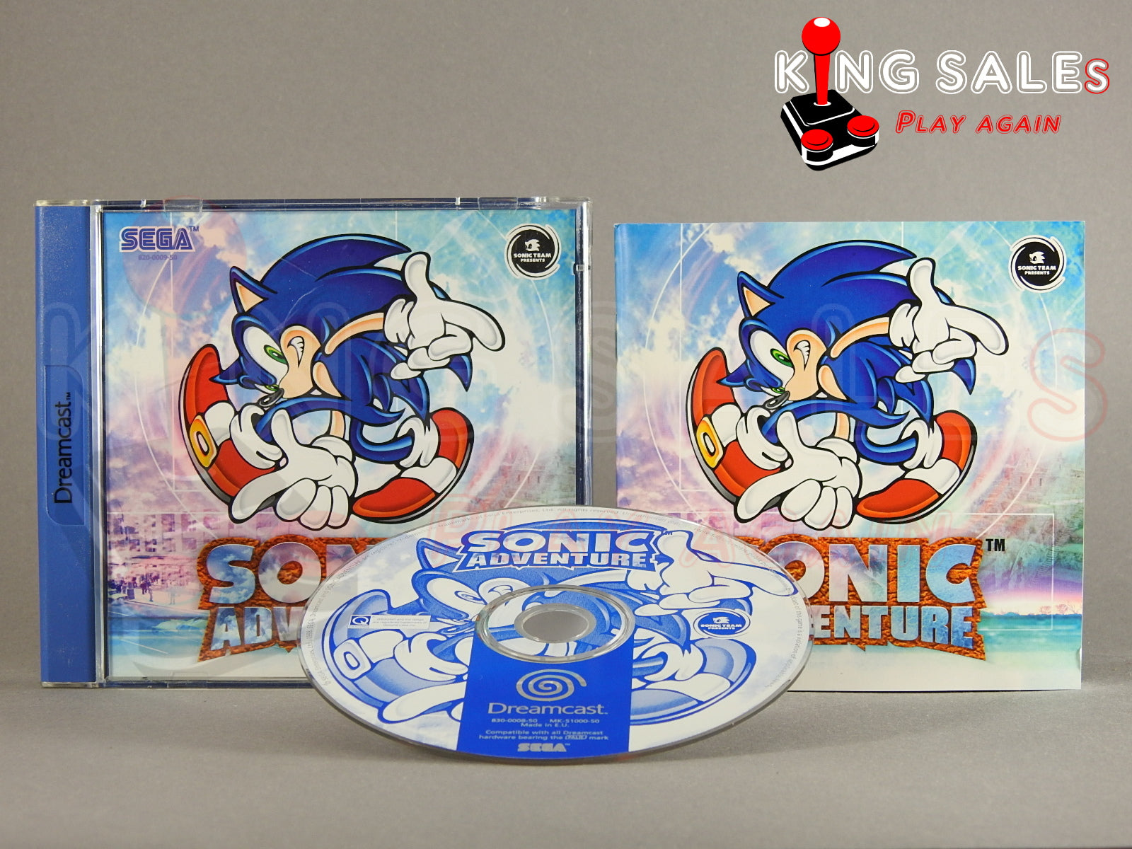 Sega Dreamcast Videospiel Sonic Adventure Hülle mit Anleitung und DIsc