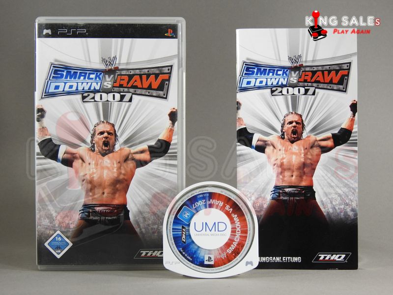 Sony PSP Videospiel Smackdown vs RAW 2007 Hülle mit Anleitung und Disc