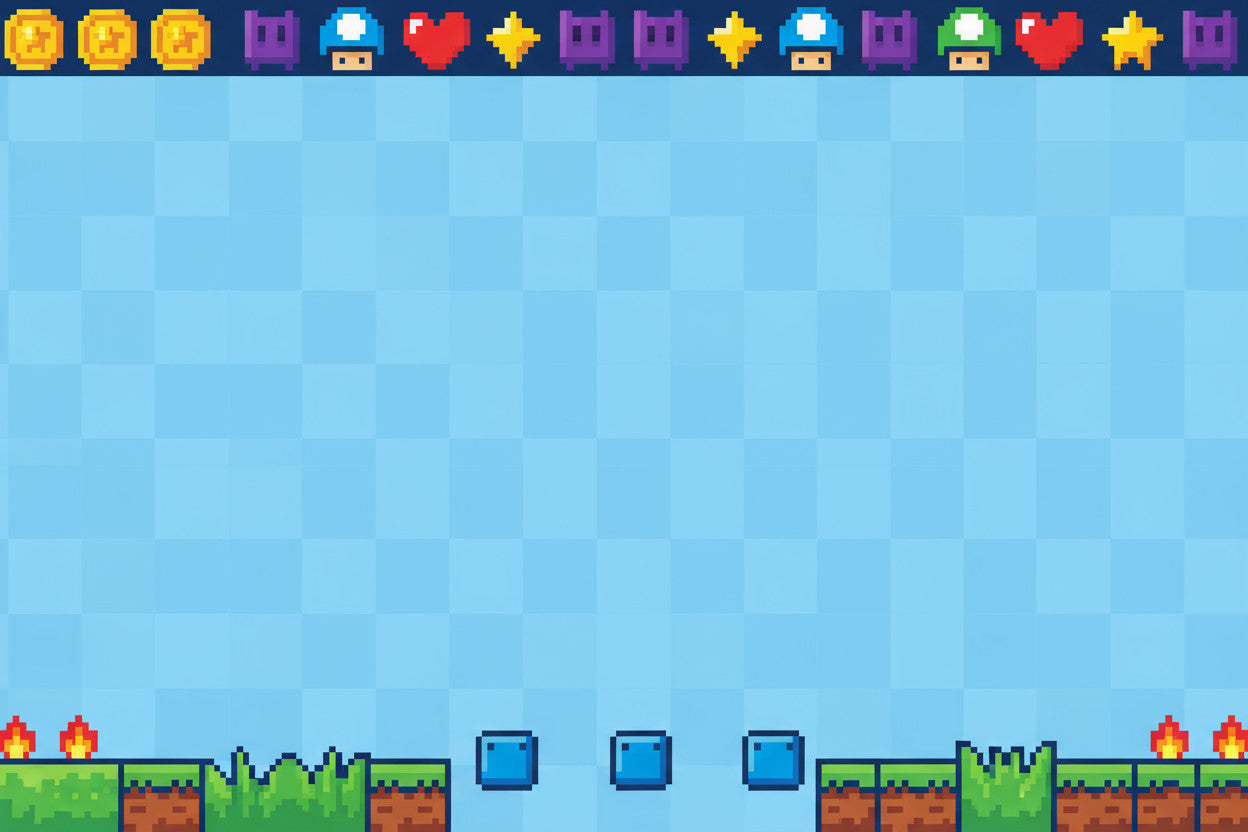 Hintergrundbild im Videospiel Design mit alten Pixel Figuren