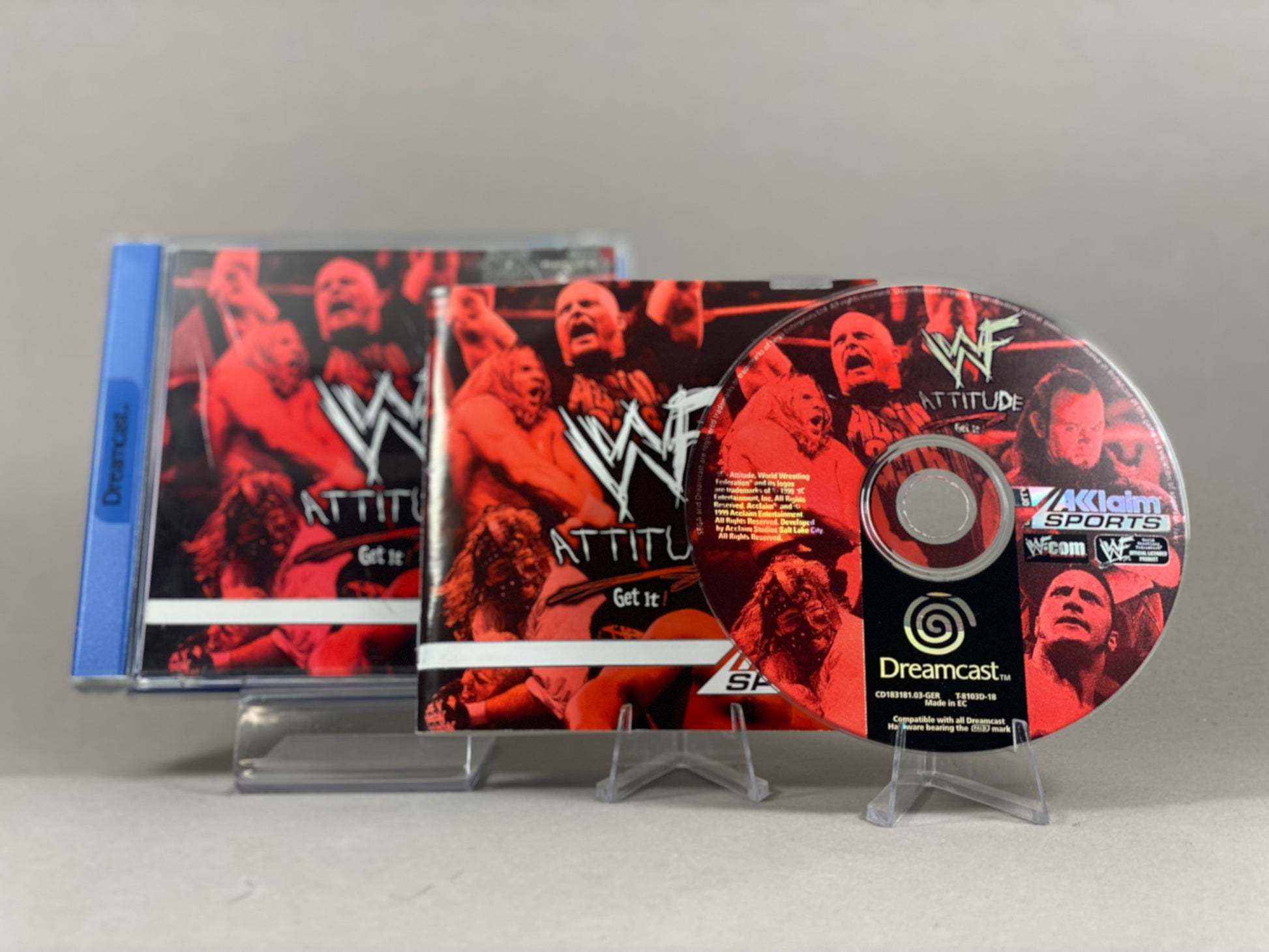 Sega Dreamcast Videospiel WWF Attitude Hülle mit Anleitung und Disc