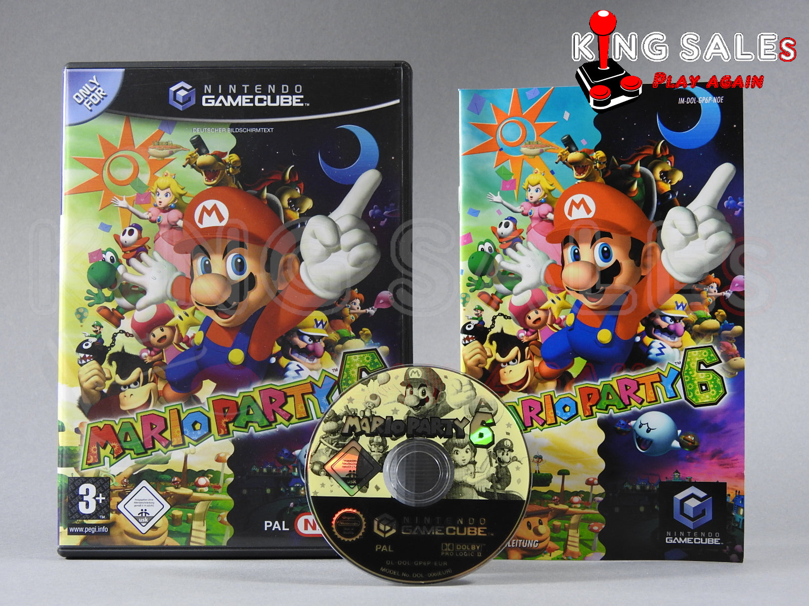 Gamecube Videospiel Mario Party 6 Hülle mit Anleitung und Disc