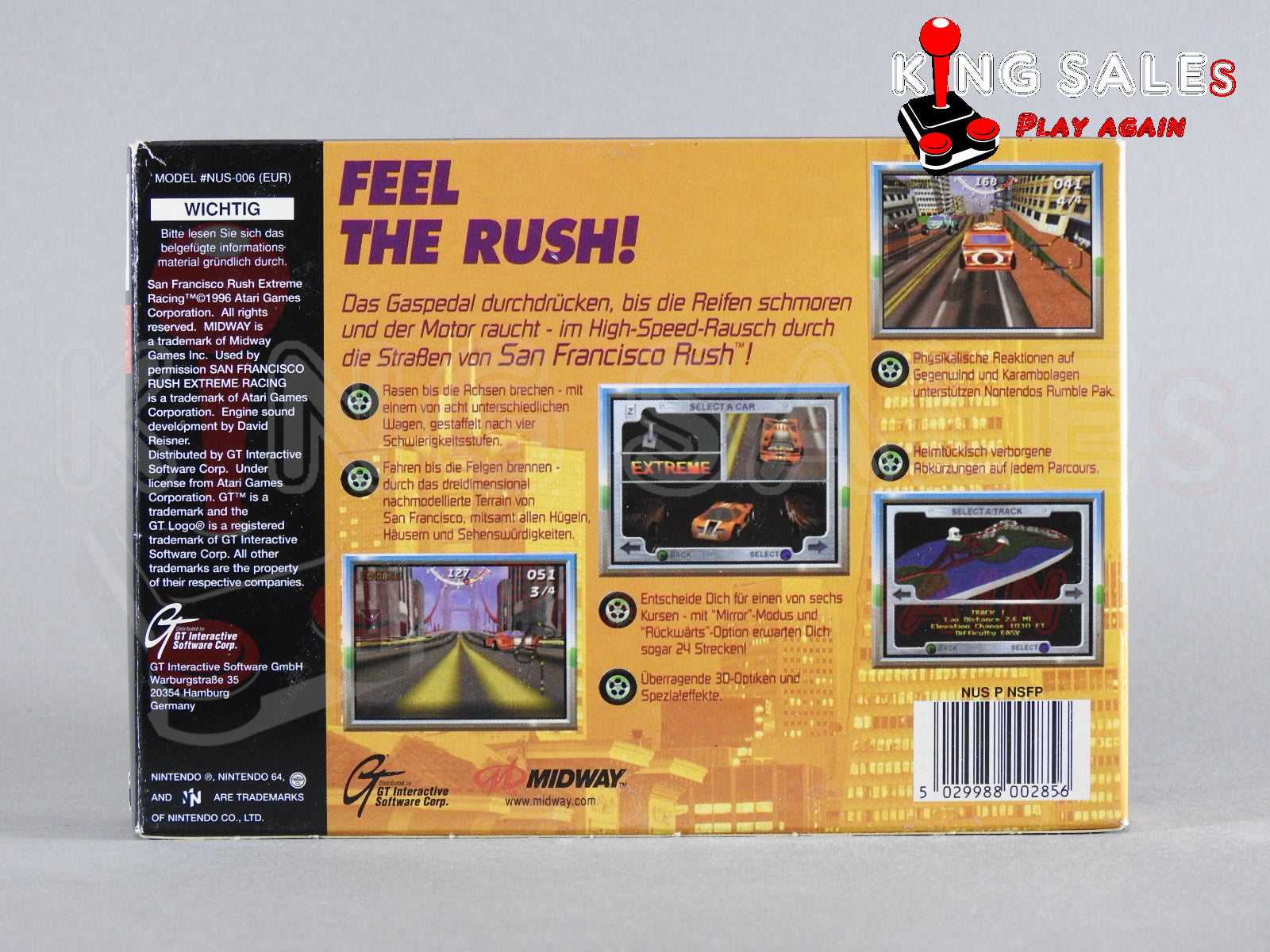 Nintendo 64  Videospiel San Francisco Ruch Extreme Racing Originalverpackung von hinten