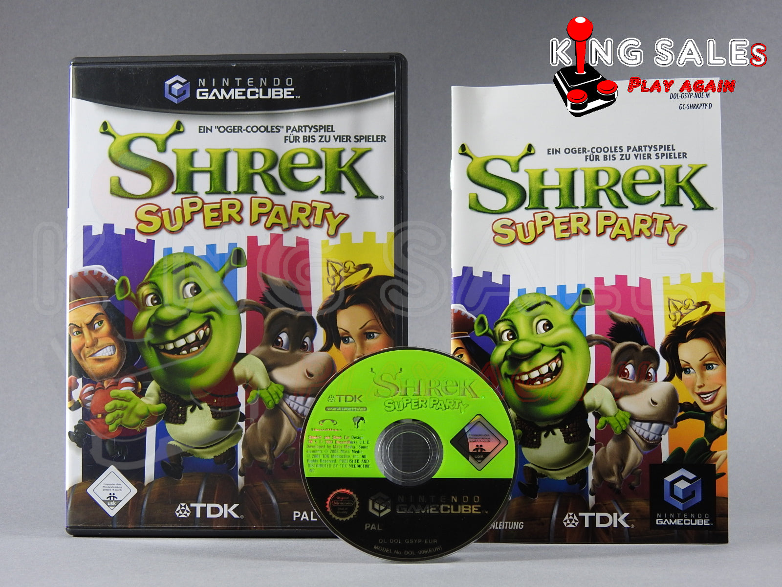 Nintendo Gamecube Videospiel Shrek Super Party Hülle mit Anleitung und Disc