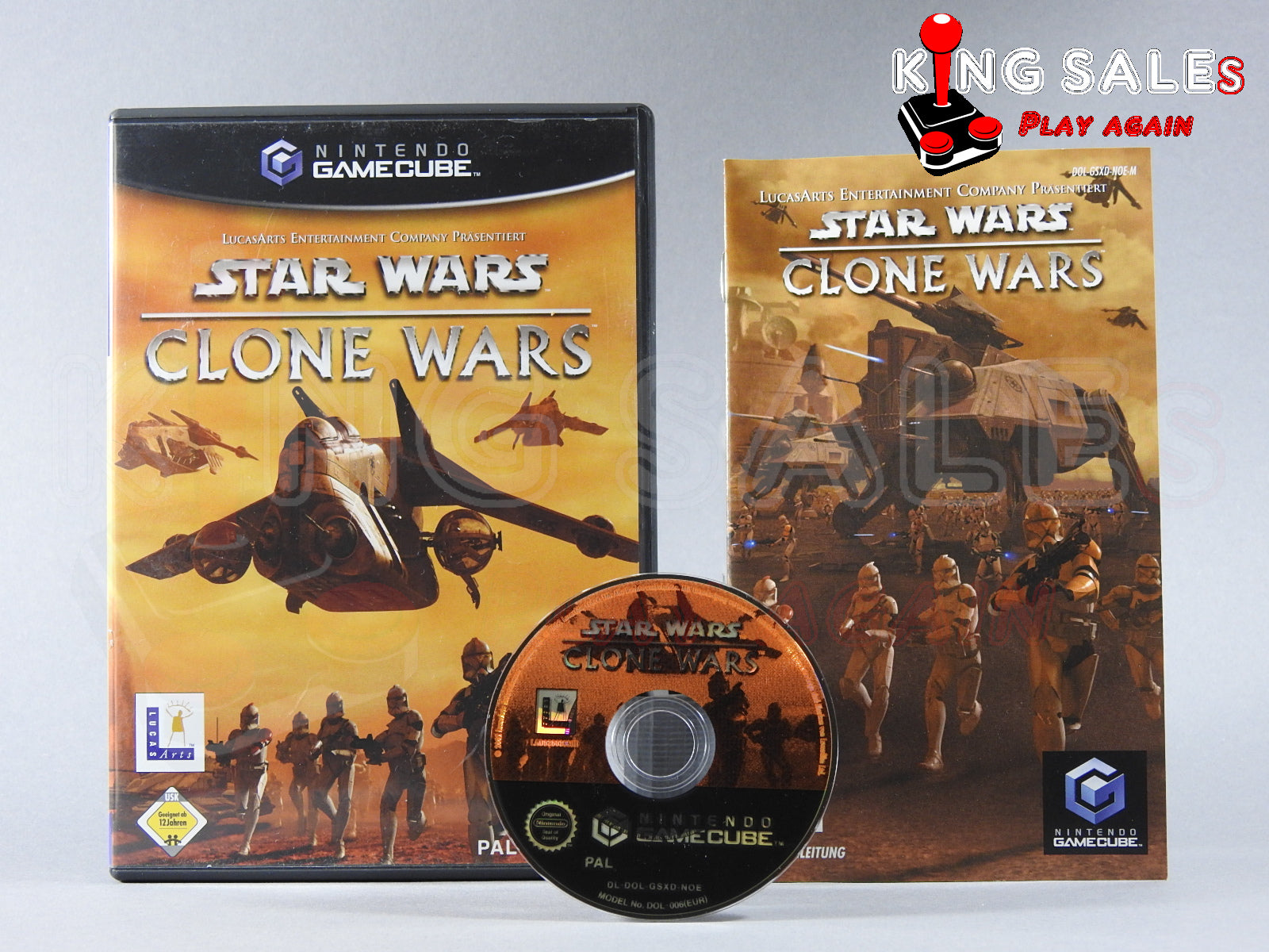 Nintendo Gamecube Videospiel Star Wars The Clone Wars Hülle mit Anleitung und Disc