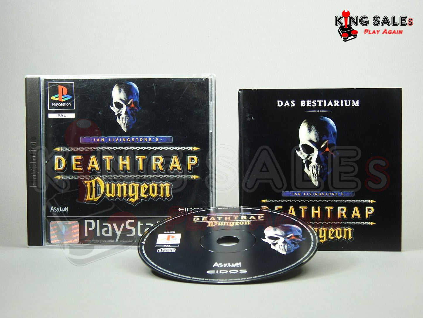 PlayStation Videospiel Deathtrap Dungeon Hülle mit Anleitung und Disc