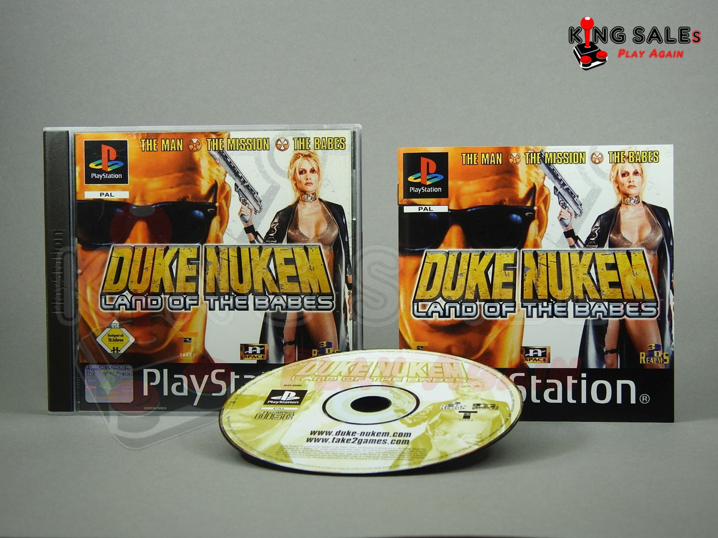 PlayStation Videospiel Duke Nukem Land of The Babes Hülle mit Anleitung und Disc