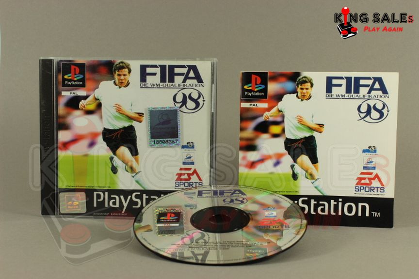 PlayStation Videospiel FIFA WM Qualifikation 98 Hülle mit Anleitung und Disc