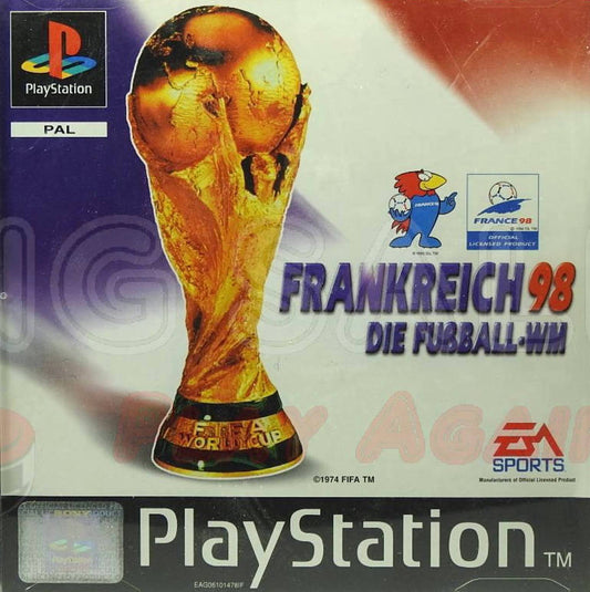 PlayStation Videospiel Fussball WM FRankreich 98 Hülle mit Anleitung und Disc