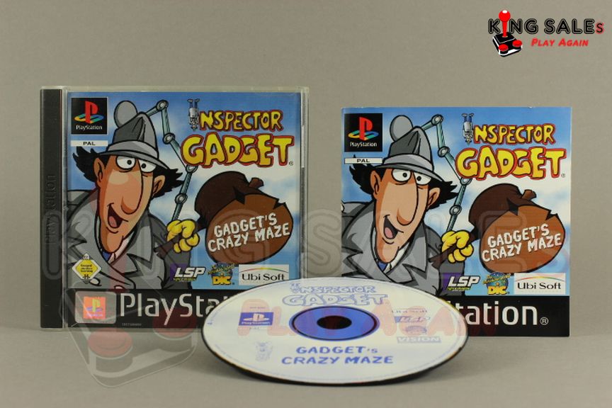 PlayStation Videospiel Inspector Gadget Crazy Maze Hülle mit Anleitung und Disc