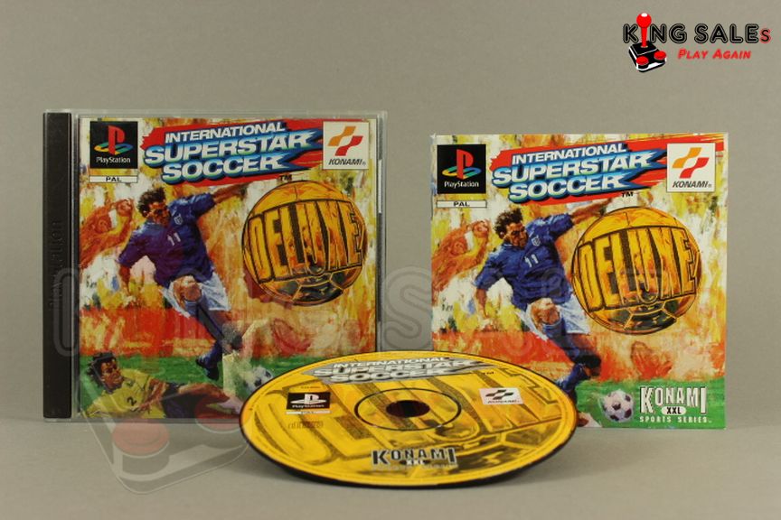 PlayStation Videospiel International Superstar Soccer Delux Hülle mit Anleitung und Disc