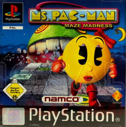 PlayStation Videospiel Ms. Pac-Man Maze Madness Hülle mit Anleitung und Disc