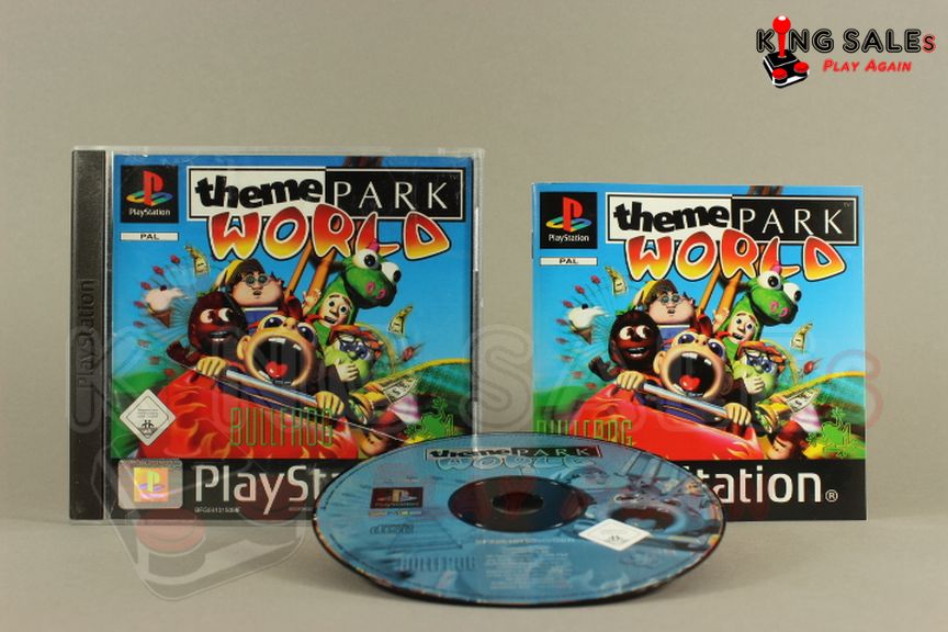 PlayStation Videospiel Theme Park World Hülle mit Anleitung und Disc
