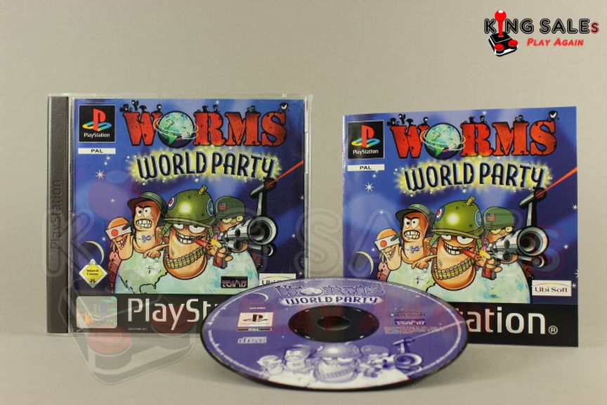 PlayStation Videospiel Worms World Party Hülle mit Anleitung und Disc