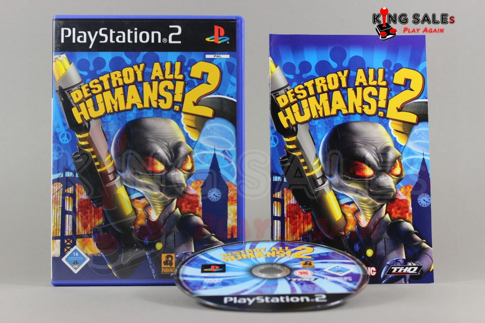 PlayStation 2 Videospiel Destroy all Humans 2 Hülle mit Anleitung und Disc