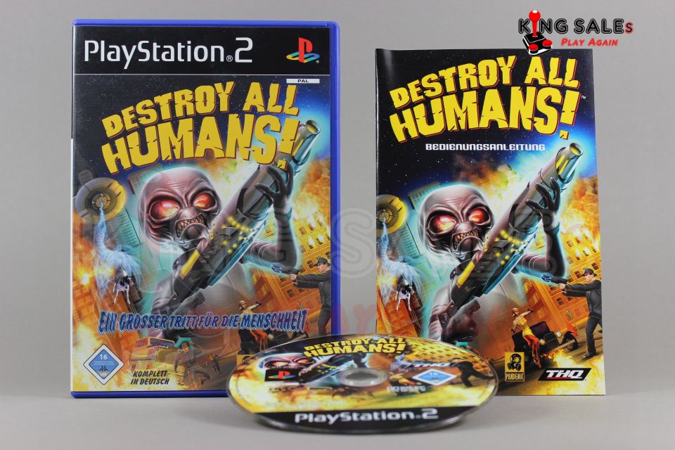 PlayStation 2 Videospiel Destroy All Humans Hülle mit Anleitung und Disc