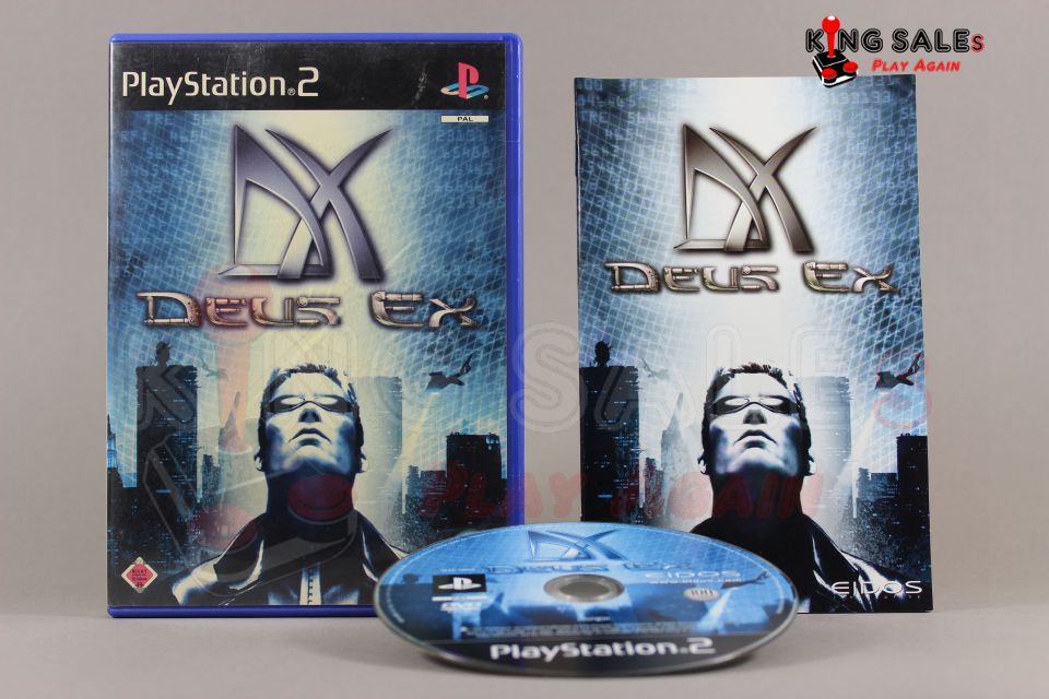 PlayStation 2 Videospiel Deus Ex Hülle mit Anleitung und Disc