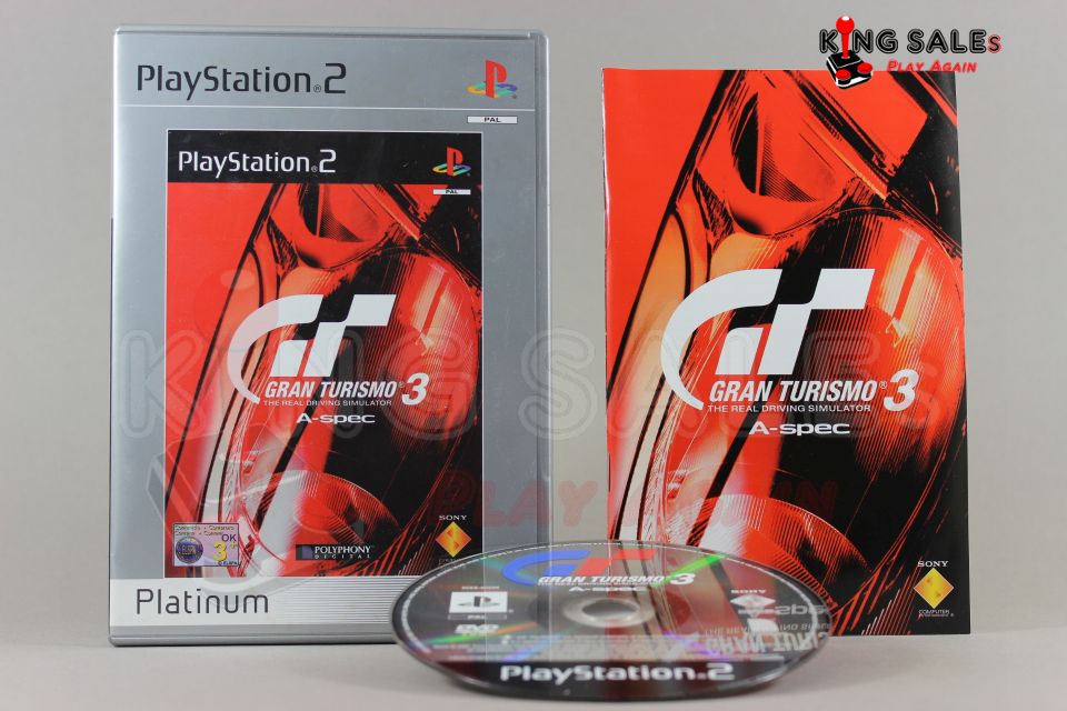 PlayStation 2 Videospiel Gran Turismo 3 A-Spec Platinum Hülle mit Anleitung und Disc