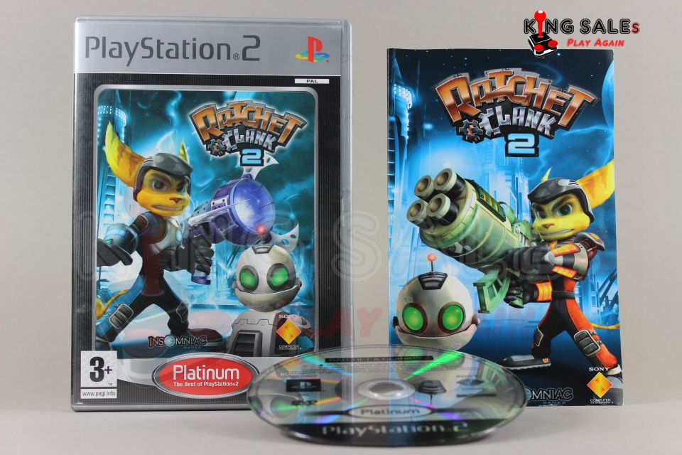 PlayStation 2 Videospiel Ratchet & Clank 2 Platinum Hülle mit Anleitung und Disc