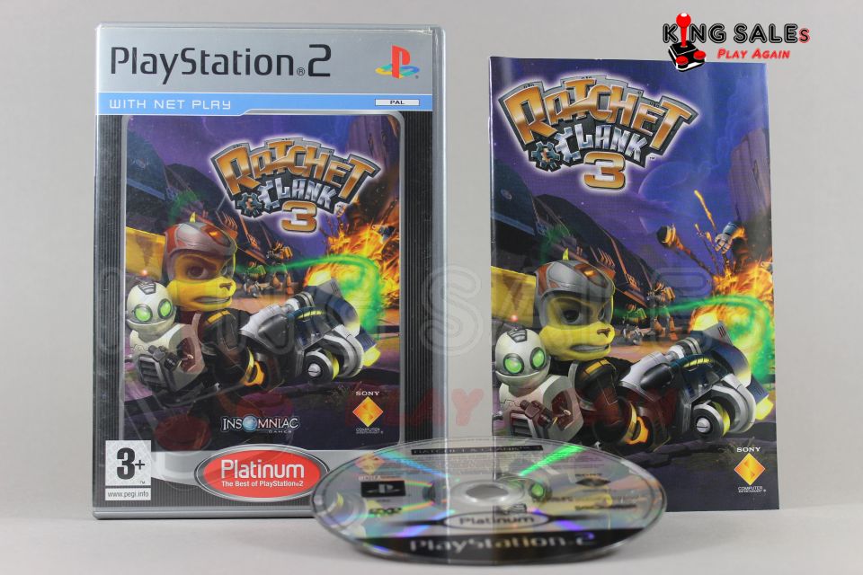 PlayStation 2 Videospiel Ratchet & Clank 3 Platinum Hülle mit Anleitung und Disc