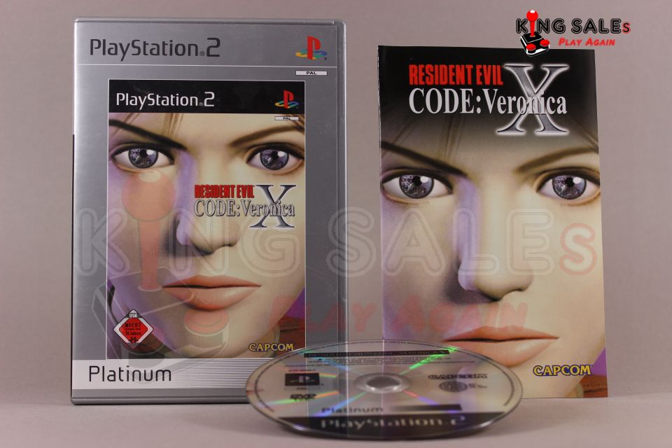 PlayStation 2 Videospiel Resident Evil Code Veronica X Platinum Hülle mit Anleitung und Disc