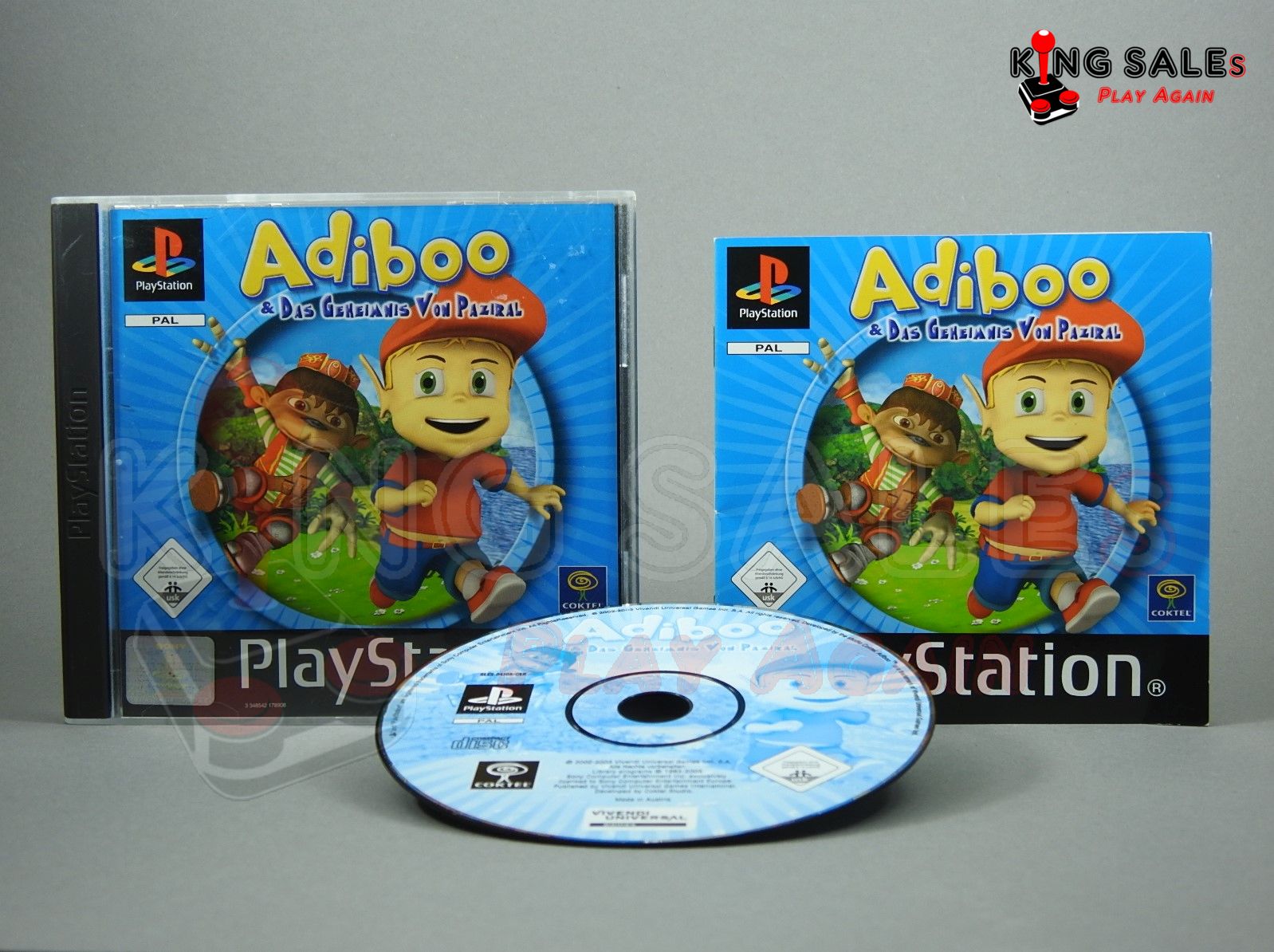 PlayStation Videospiel Adiboo und das Geheimnis von Paziral Hülle mit Anleitung und Disc