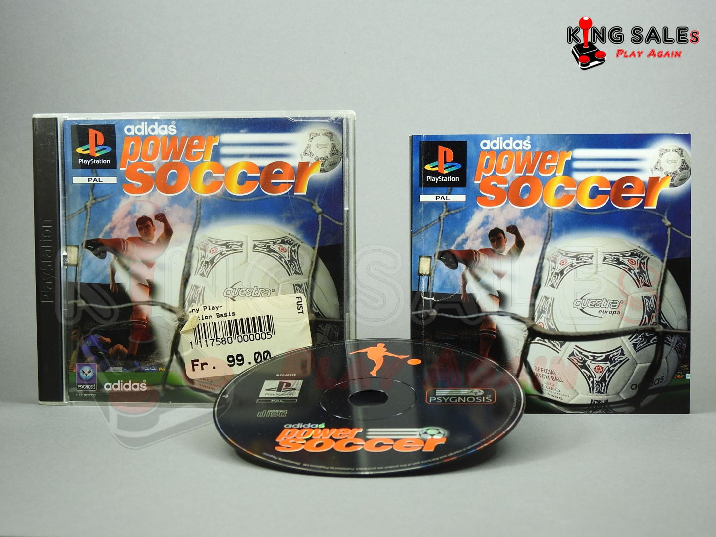 PlayStation Videospiel Adidas Power Soccer Hülle mit Anleitung und Disc