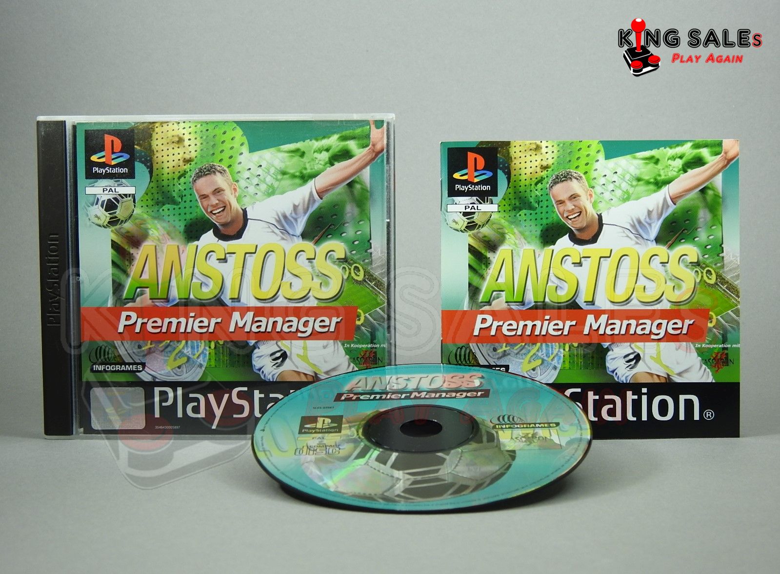 PlayStation Videospiel Anstoss Premier Manager Hülle mit Anleitung und Disc