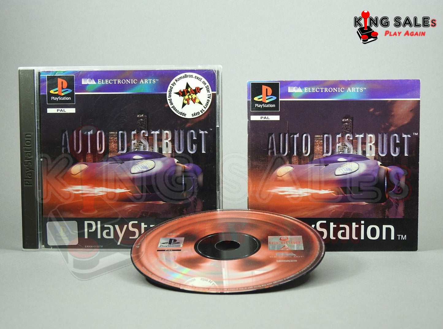 PlayStation Videospiel Auto Destruct
Hülle mit Anleitung und Disc