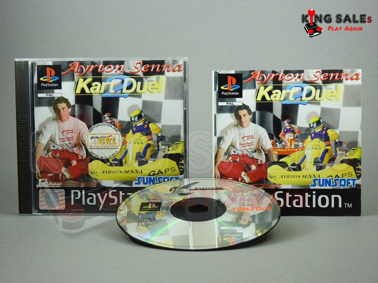 PlayStation Videospiel Ayerton Senna Kart Duel 2 Hülle mit Anleitung und Disc