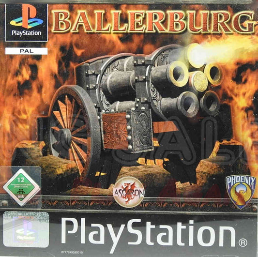 PlayStation Videospiel Ballerburg Castle Chaos Hülle mit Anleitung und Disc