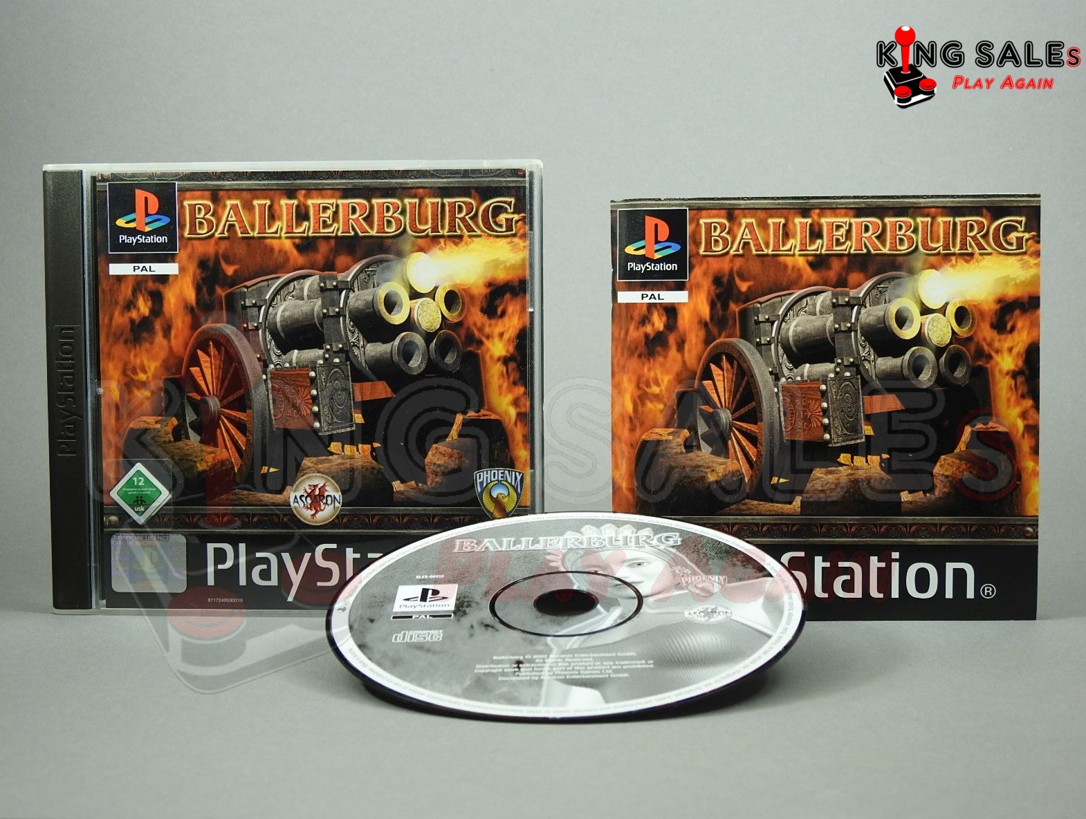 PlayStation Videospiel Ballerburg Castle Chaos Hülle mit Anleitung und Disc