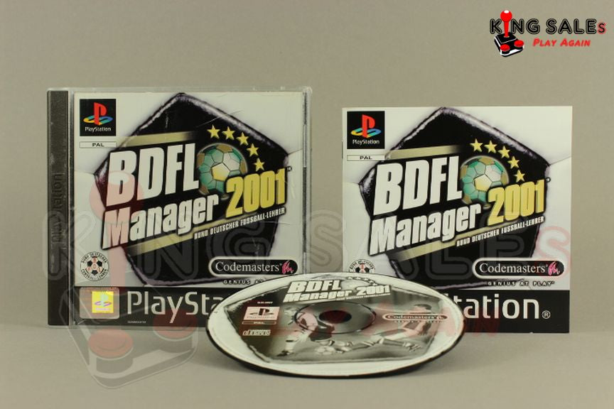 PlayStation Videospiel BDFL Manager 2001 Hülle mit Anleitung und Disc