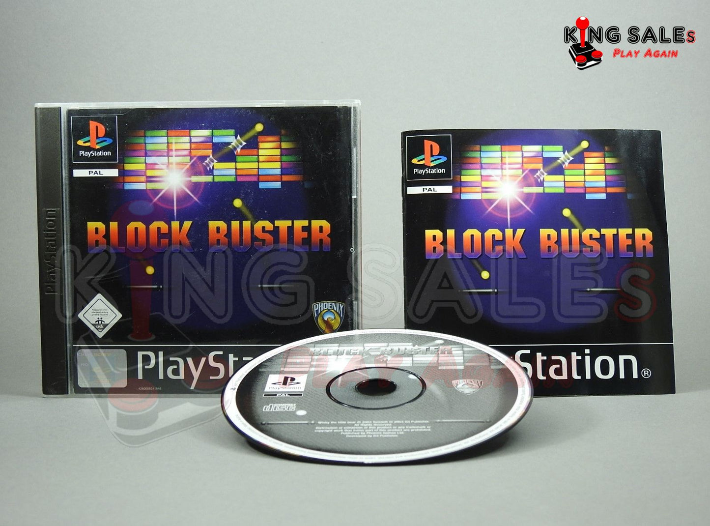 PlayStation Videospiel Block Buster Hülle mit Anleitung und Disc