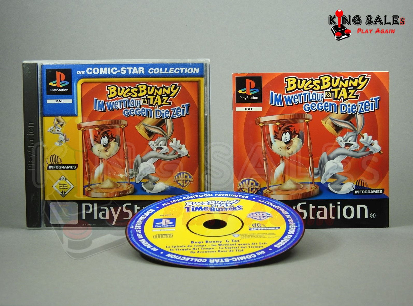 PlayStation Videospiel Bugs Bunny & Taz Hülle mit Anleitung und Disc