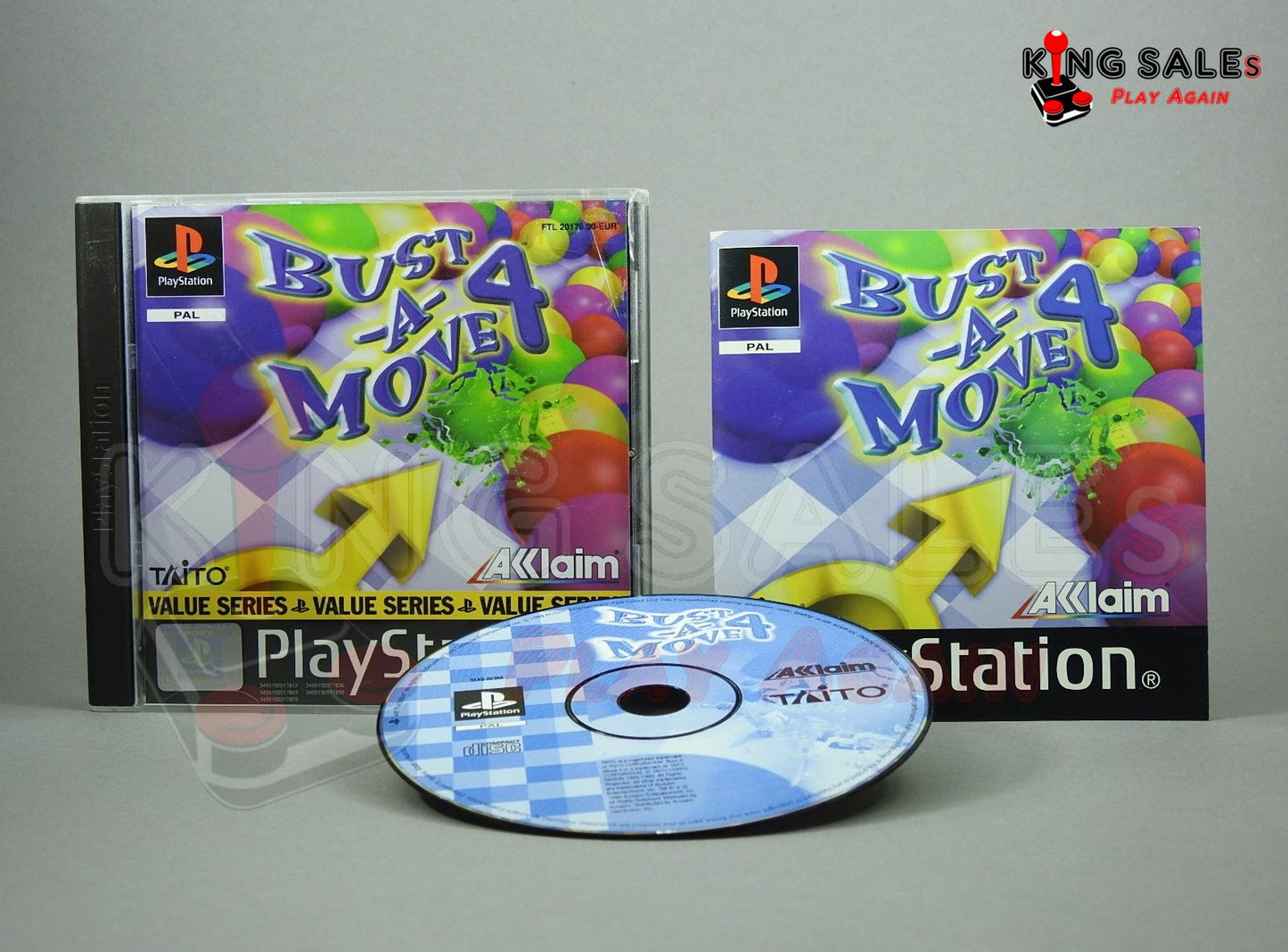 PlayStation Videospiel Bust a Move 4 Hülle mit Anleitung und Disc Value Serie